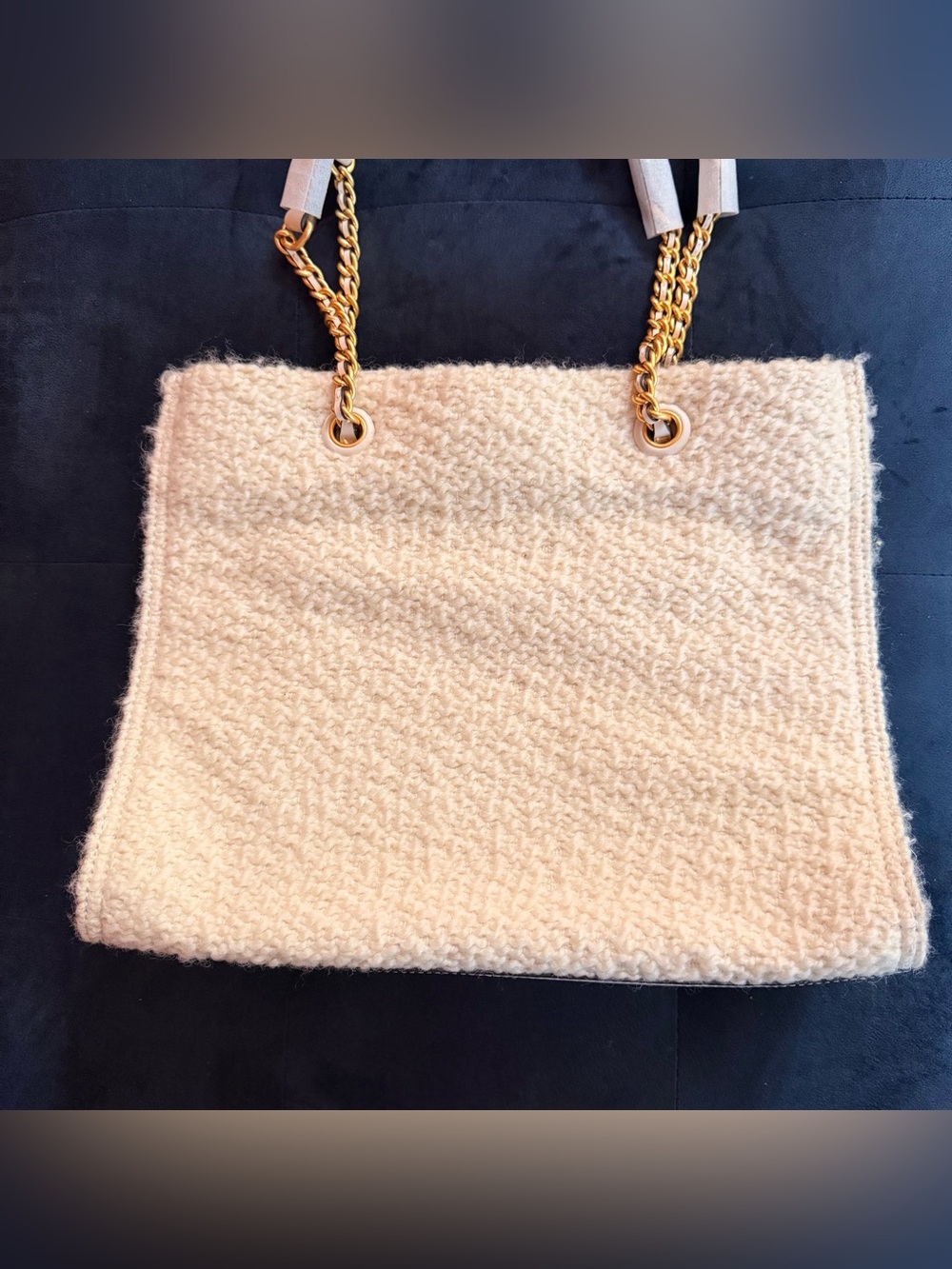 Tory Burch Ella Boucle Mini Tote Cream Chain Bag #86471 - Picture 6 of 8